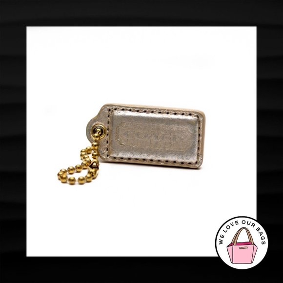 2" Medium COACH SILVER LEATHER BRASS KEY FOB - Picture 1 of 1